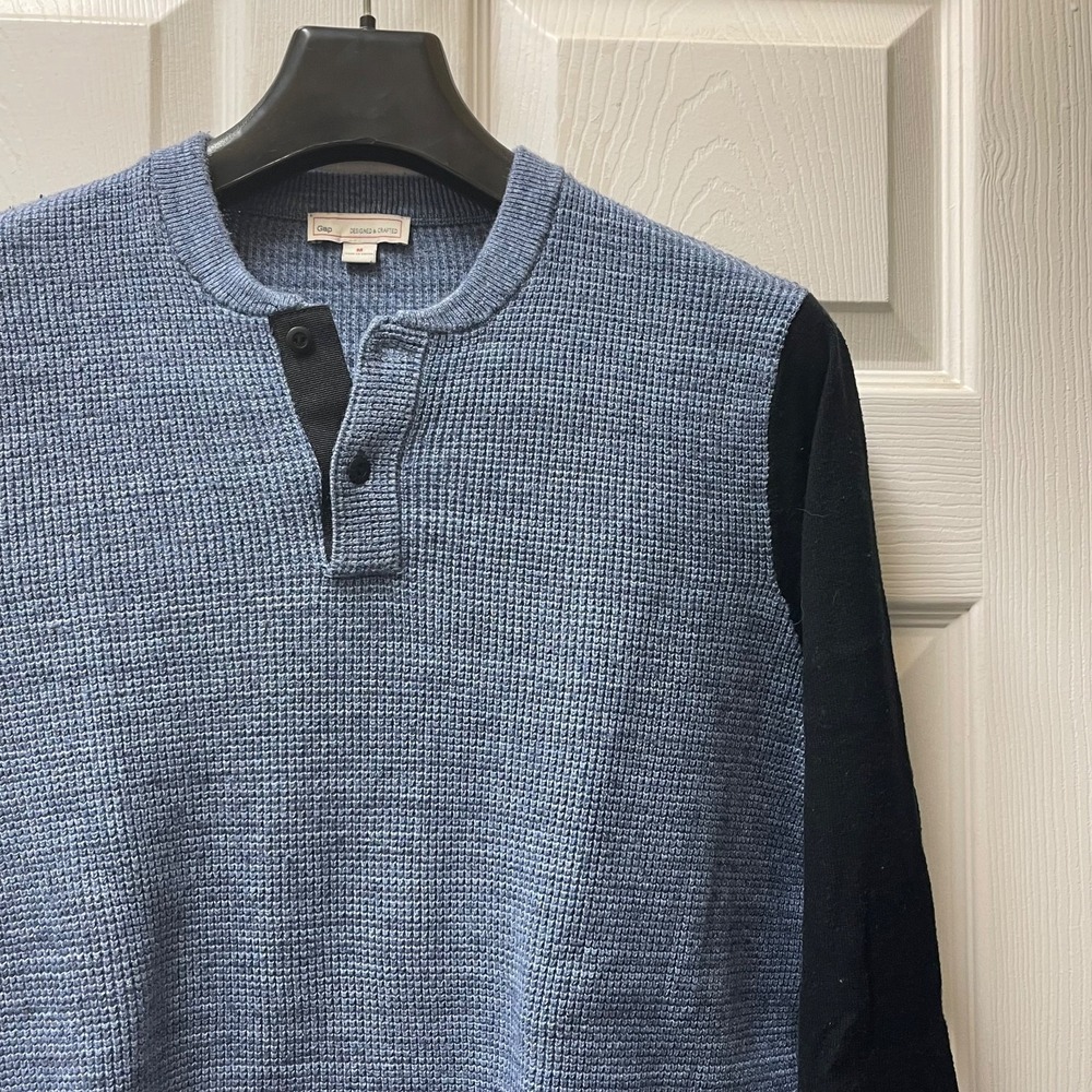 Gap Men's Size Medium Mixed Space-dyed Blue/Black Sweater Henley Classic